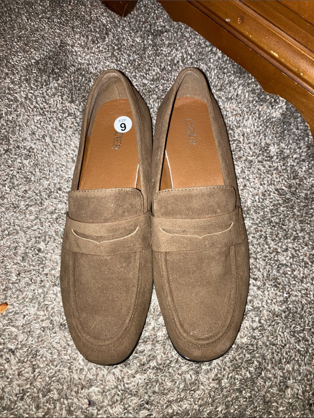 Cider Women's Suede Penny Loafers in Taupe Brown 9 M